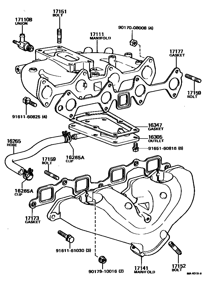 Toyota COROLLA Manifold EPC diagram — MA4019B