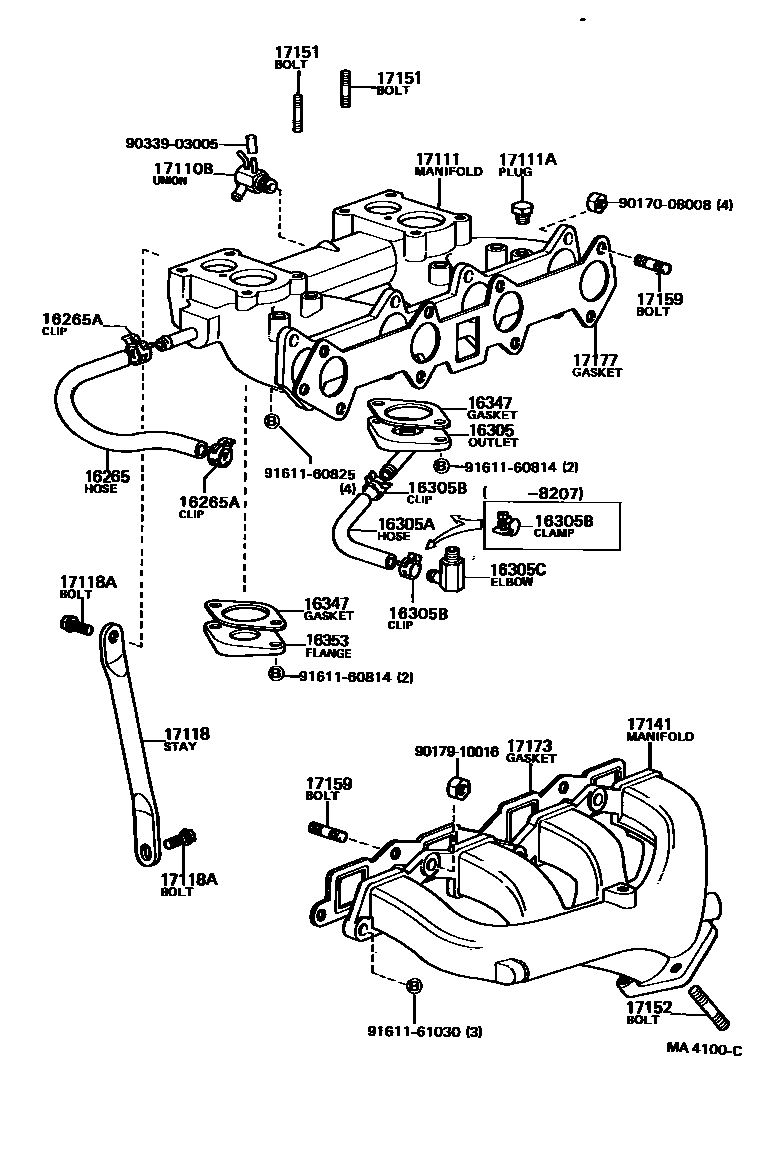 Toyota COROLLA Manifold EPC diagram — MA4100C