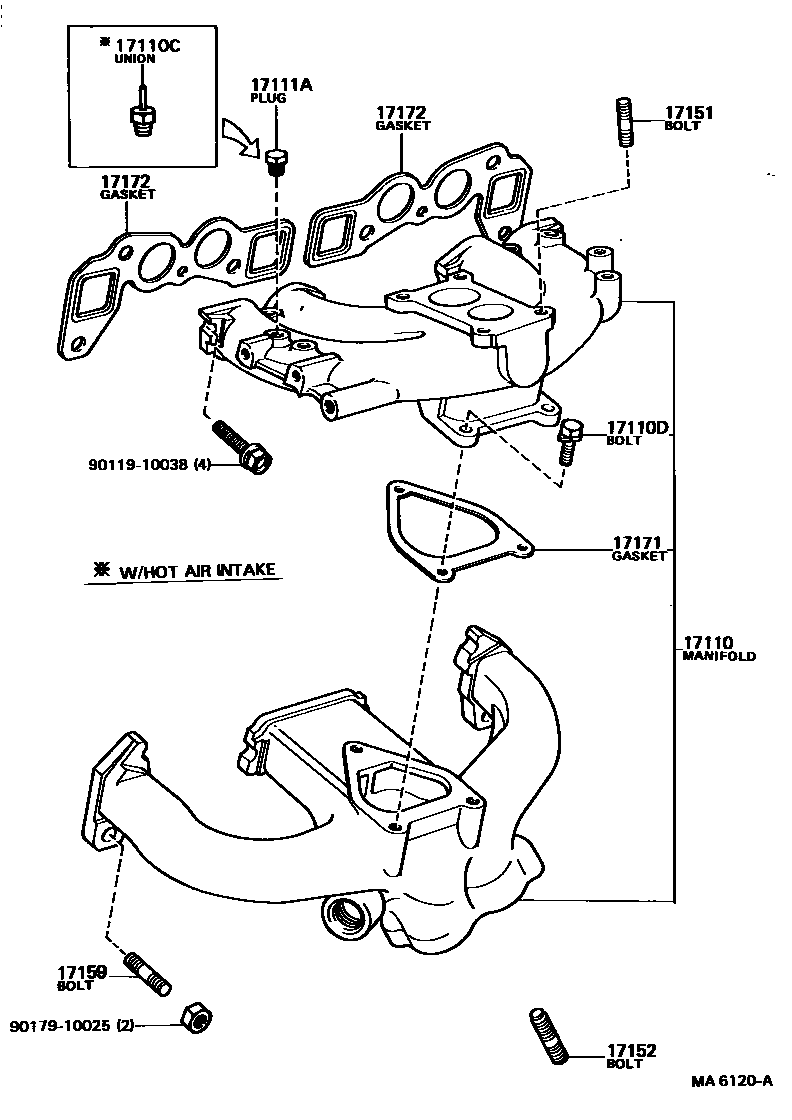 Toyota COROLLA Manifold EPC diagram — MA6120A