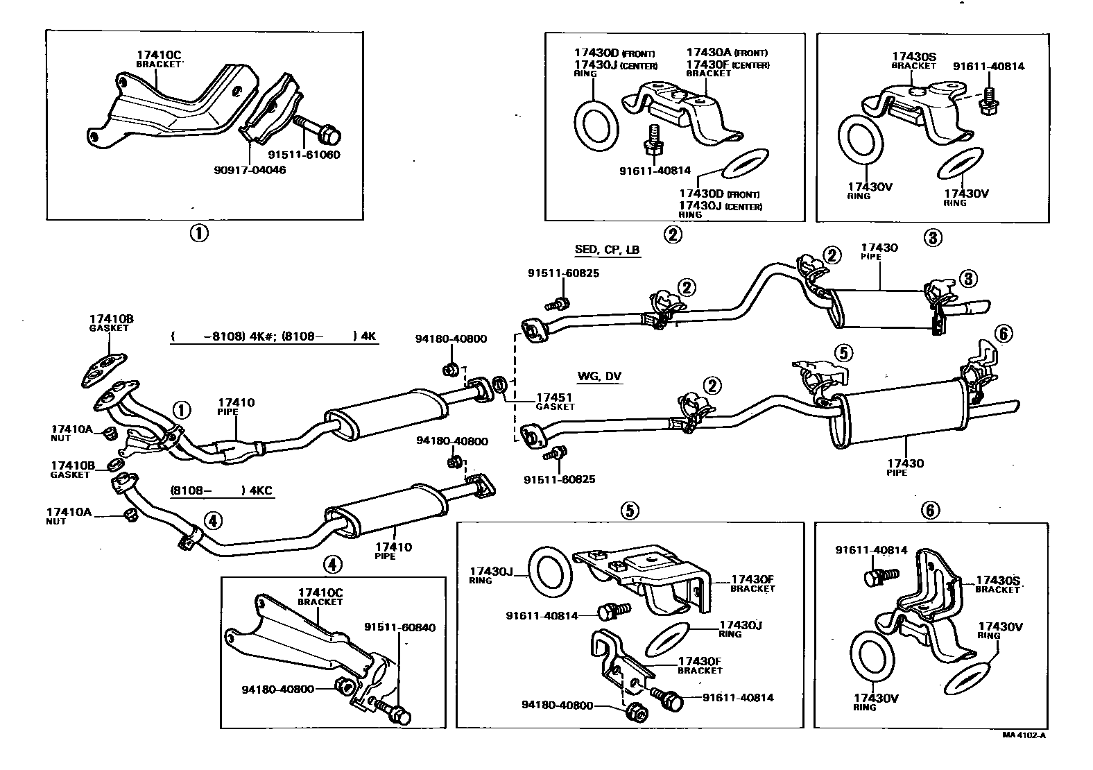 Toyota COROLLA Exhaust Pipe EPC diagram — MA4102A