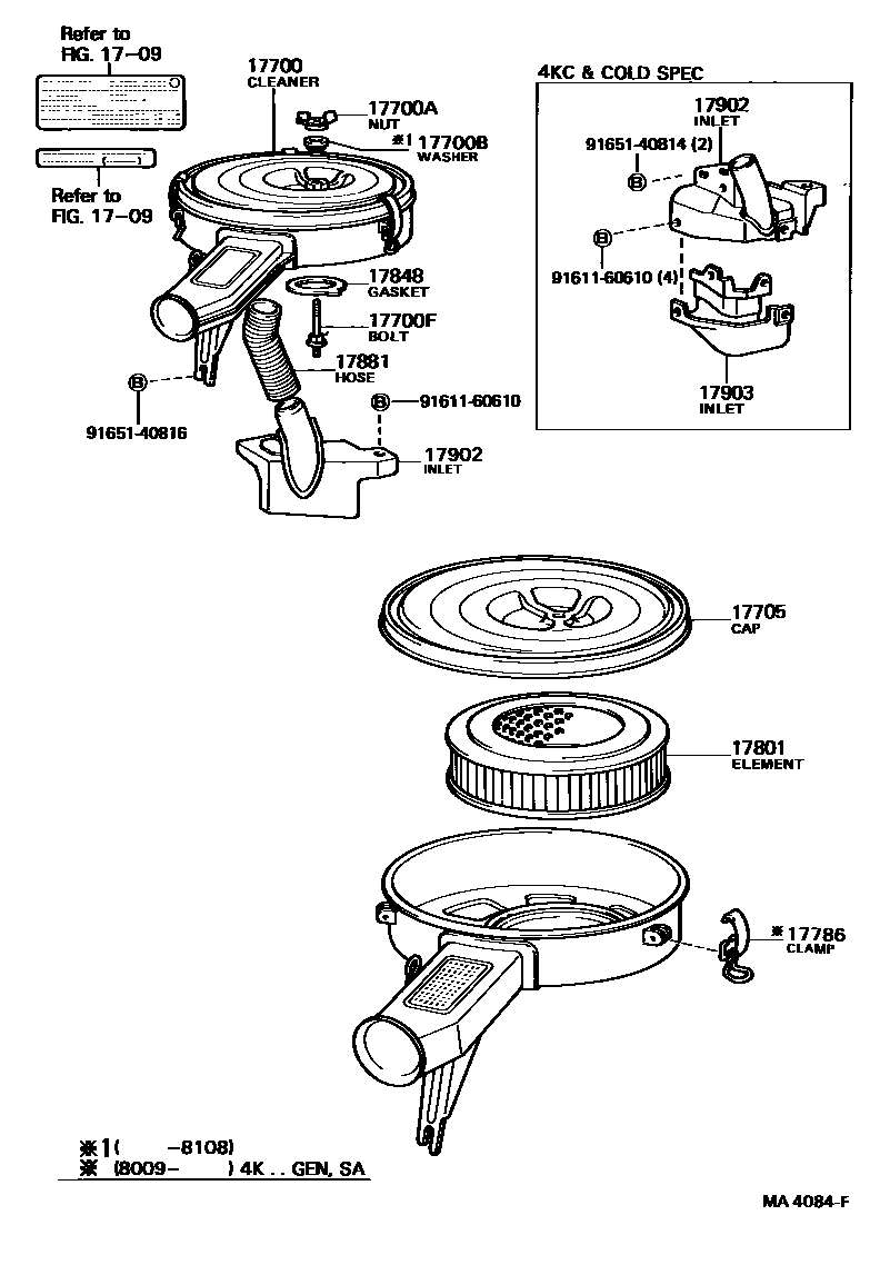 Toyota COROLLA Air Cleaner EPC diagram — MA4084F