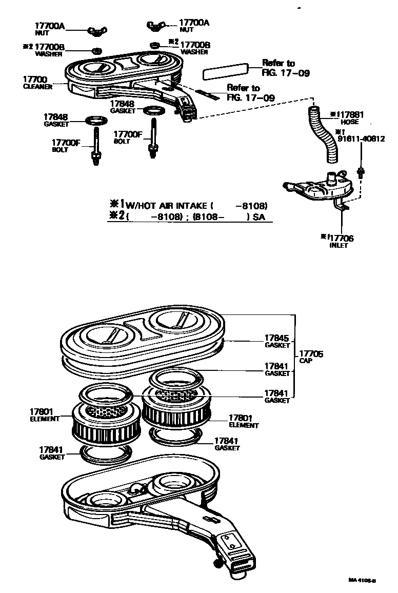 Toyota COROLLA Air Cleaner EPC diagram — MA4106B