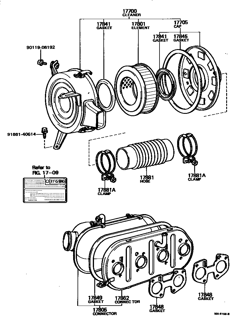 Toyota COROLLA Air Cleaner EPC diagram — MA4108B