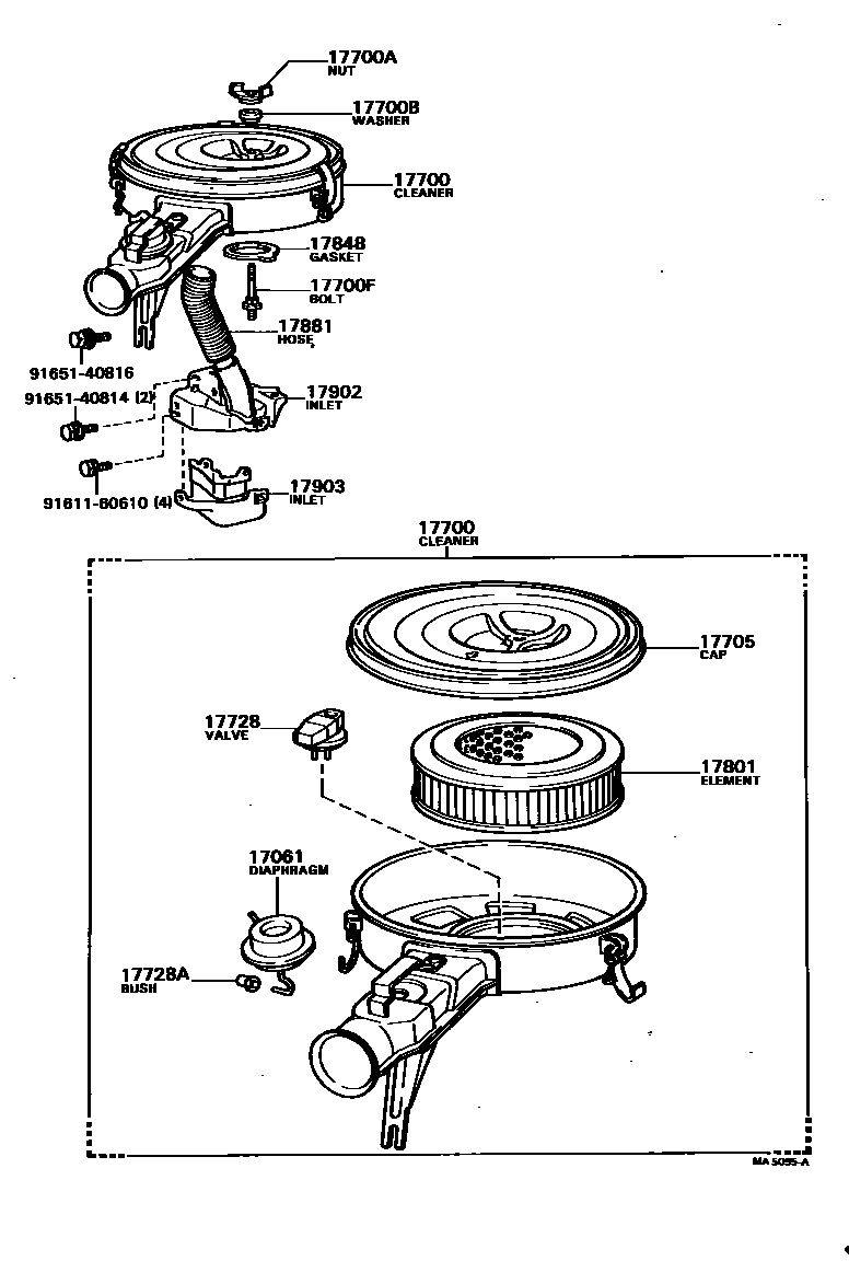 Toyota COROLLA Air Cleaner EPC diagram — MA5095A