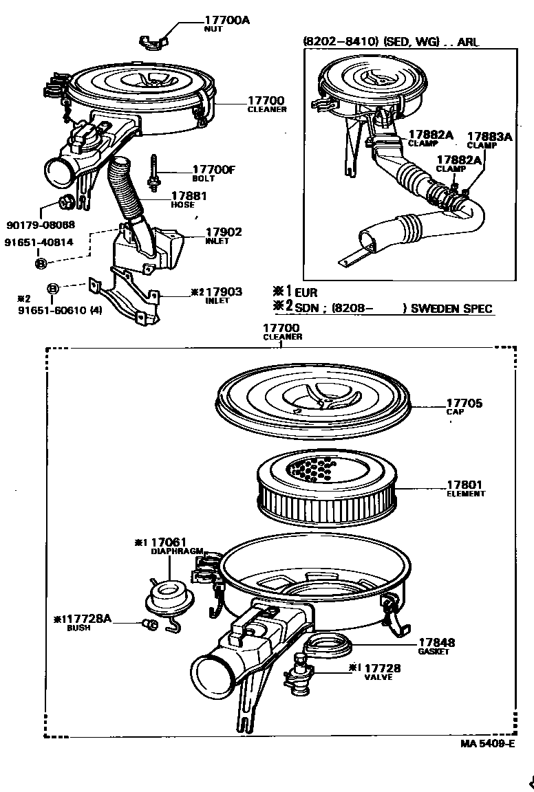 Toyota COROLLA Air Cleaner EPC diagram — MA5409E