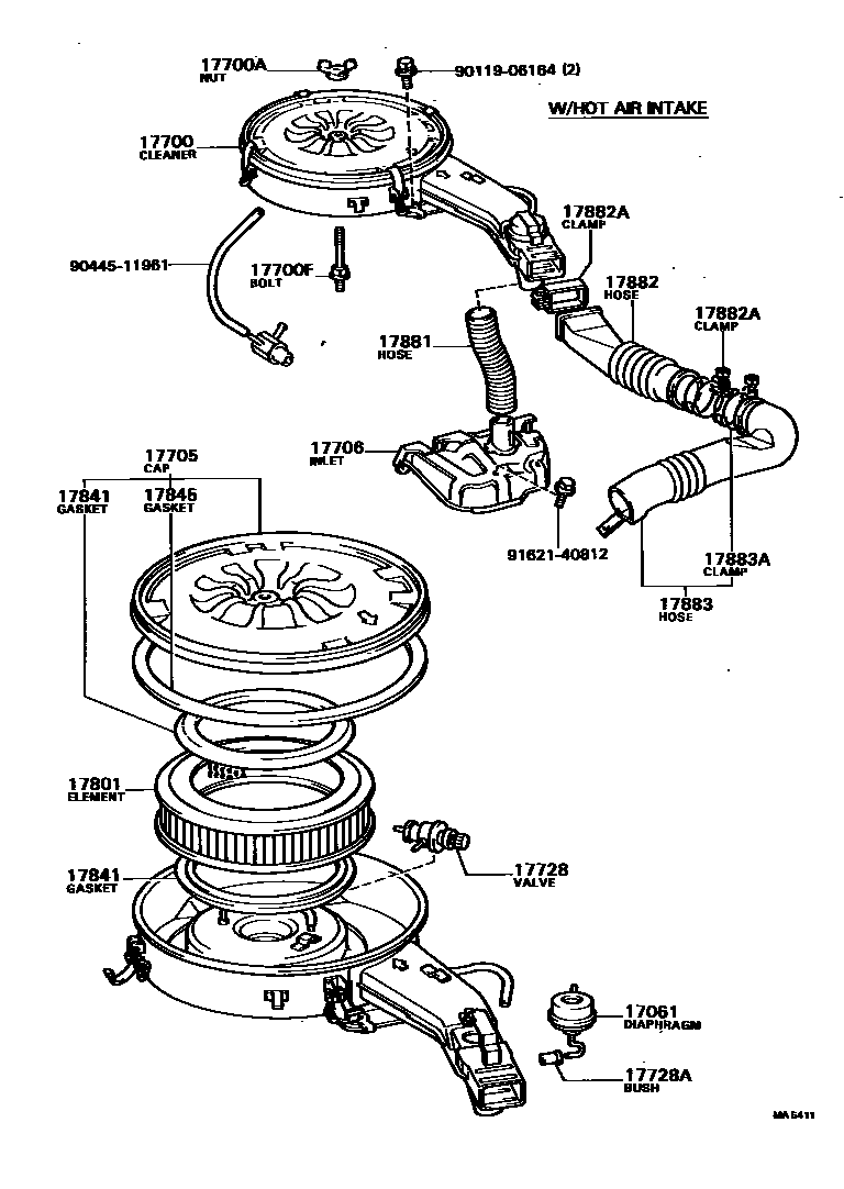Toyota COROLLA Air Cleaner EPC diagram — MA5411