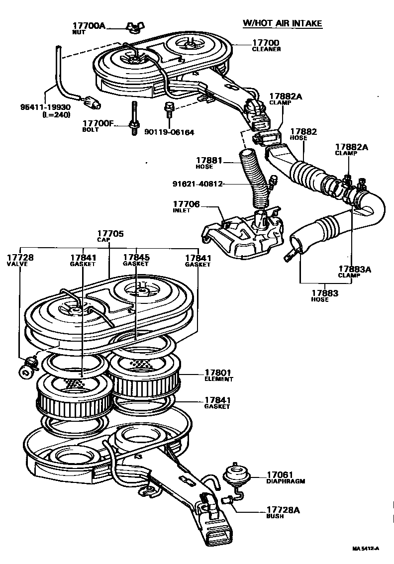 Toyota COROLLA Air Cleaner EPC diagram — MA5412A