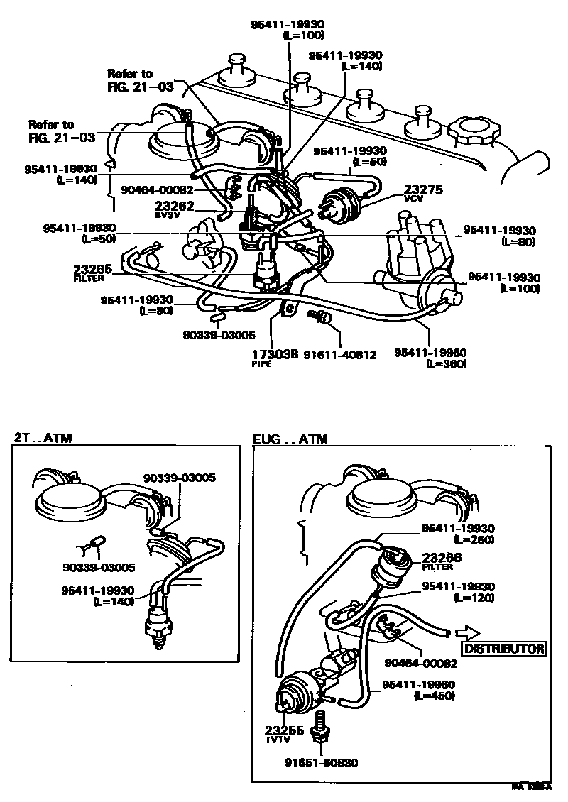 Toyota COROLLA vacuum tube EPC diagram — MA5368A