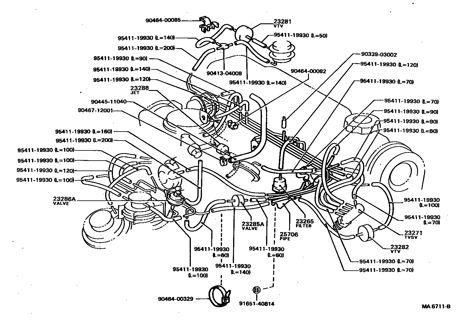 Toyota COROLLA vacuum tube EPC diagram — MA6711B
