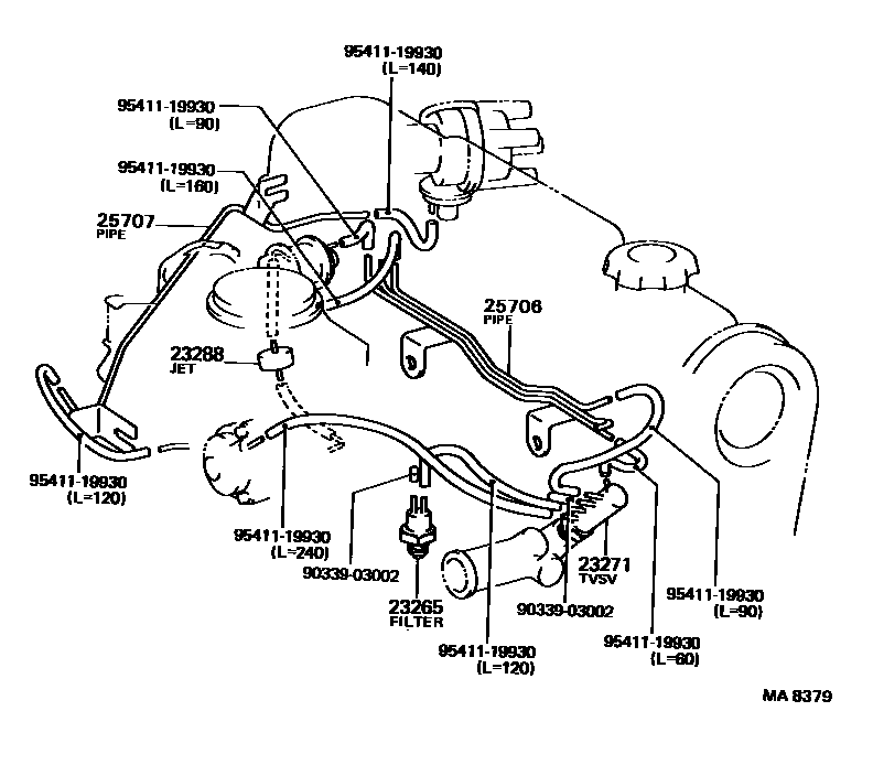 Toyota COROLLA vacuum tube EPC diagram — MA8379