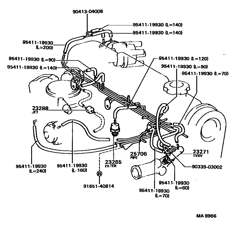 Toyota COROLLA vacuum tube EPC diagram — MA8966