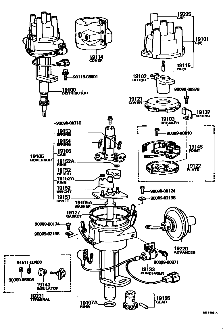 Toyota COROLLA 分电器 EPC diagram — ME8103A