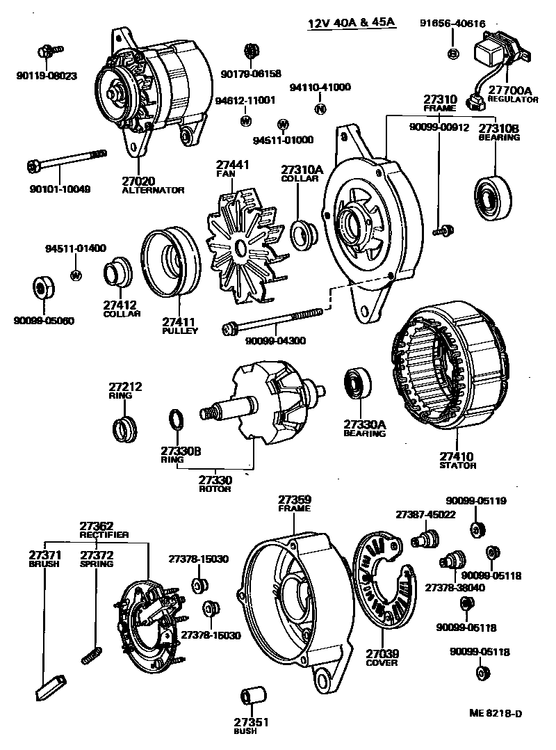 Toyota COROLLA Alternator EPC diagram — ME8218D