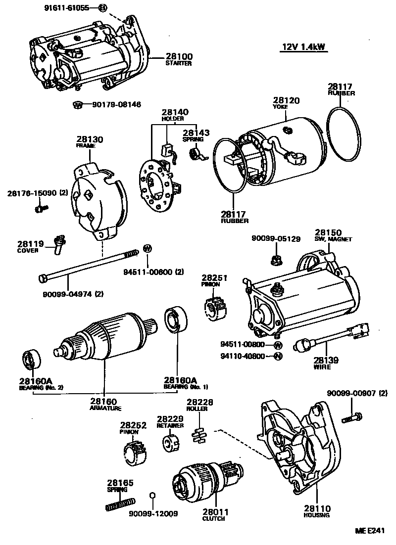 Toyota COROLLA 起动机 EPC diagram — MEE241