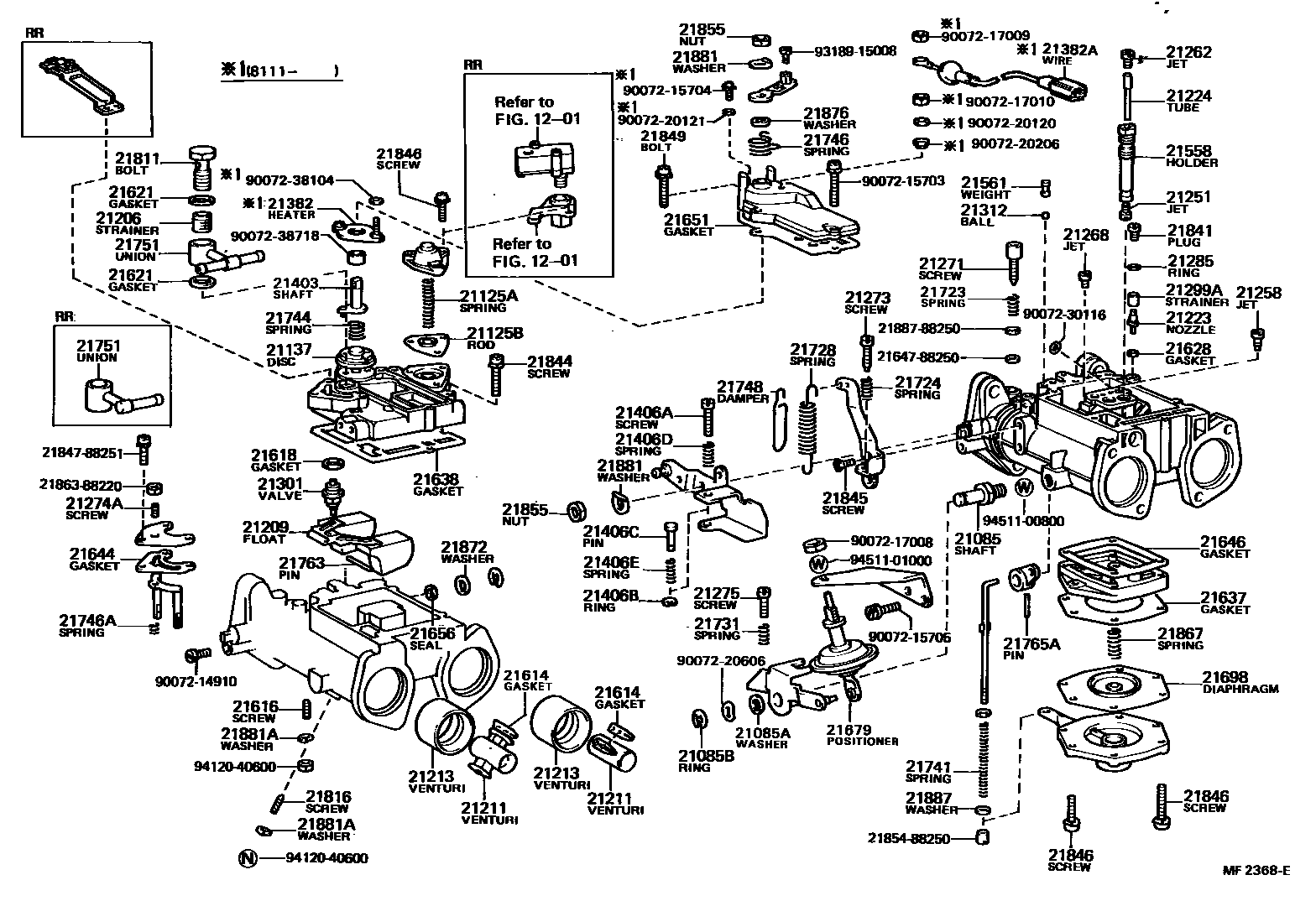 Toyota COROLLA 化油器 EPC diagram — MF2368E