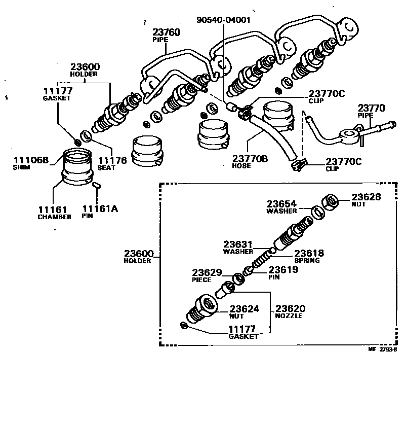 Toyota COROLLA 喷油嘴 EPC diagram — MF2793B