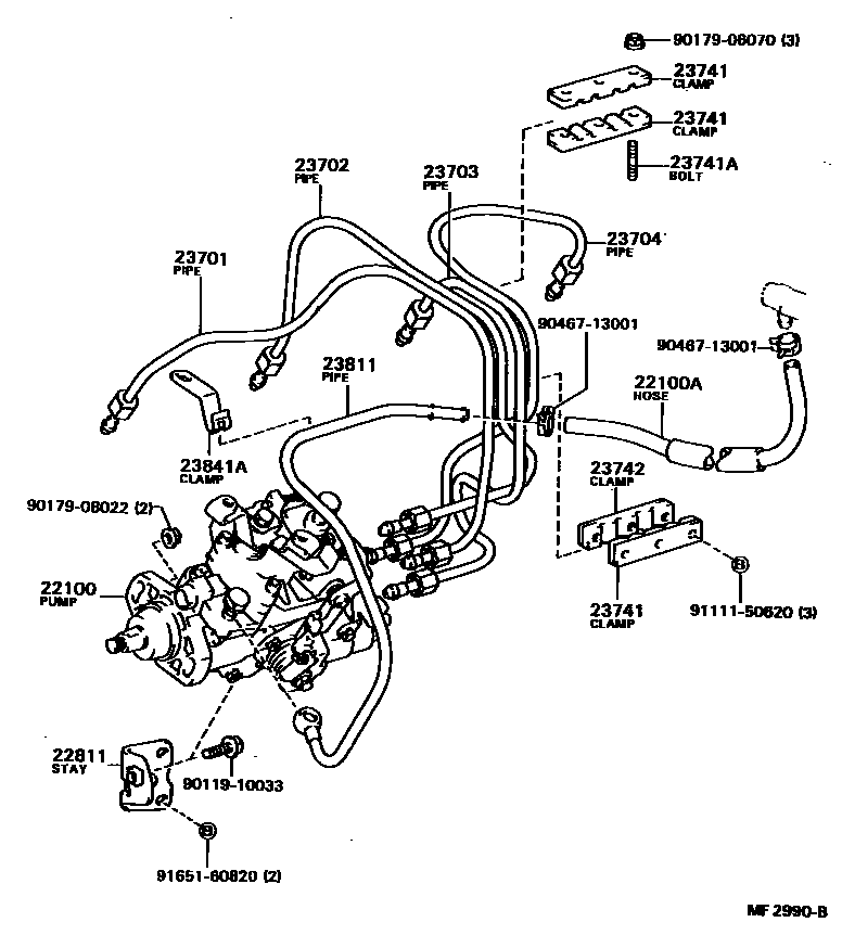 Toyota COROLLA 喷油泵总成 EPC diagram — MF2990B