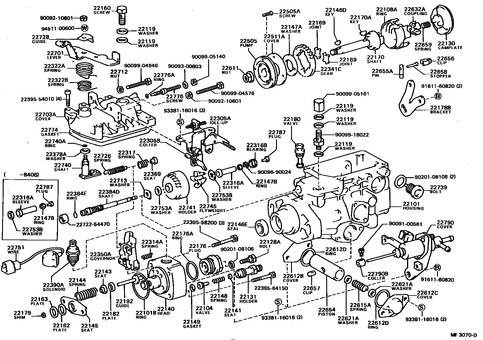 Toyota COROLLA 喷油泵体 EPC diagram — MF3070D