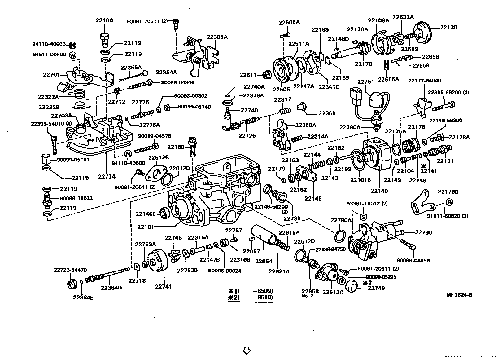 Toyota COROLLA 喷油泵体 EPC diagram — MF3624B