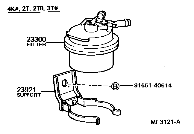 Toyota COROLLA fuel filter EPC diagram — MF3121A