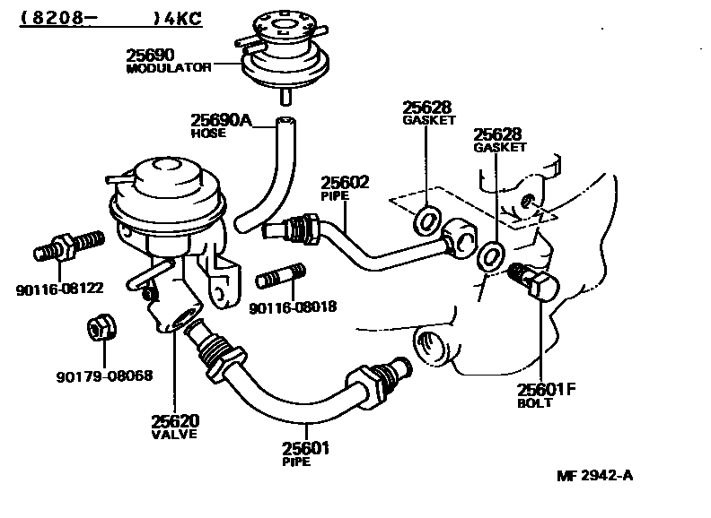 Toyota COROLLA 废气再循环系统 EPC diagram — MF2942A