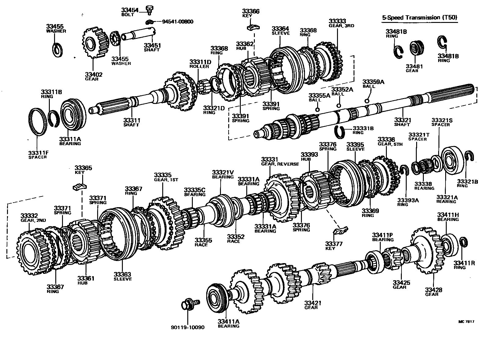 Toyota COROLLA 变速器齿轮(MTM) EPC diagram — MC7817