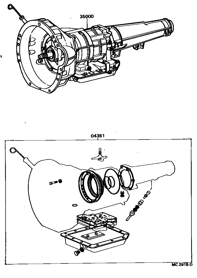 Toyota COROLLA 传动桥或变速器总成和衬垫组件(ATM) EPC diagram — MC2918D