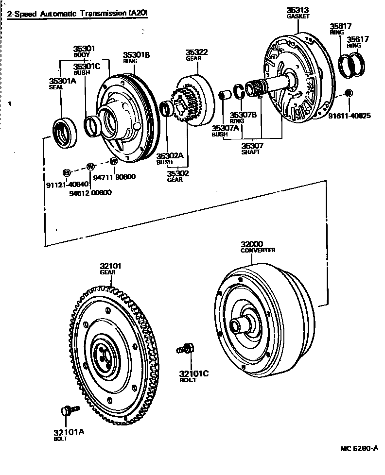 Toyota COROLLA 变矩器、前油泵和链条(ATM) EPC diagram — MC6290A