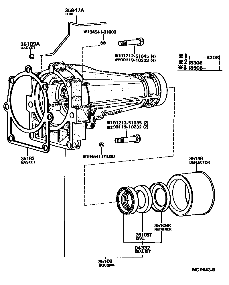Toyota COROLLA Extension shell (ATM) EPC diagram — MC9843B