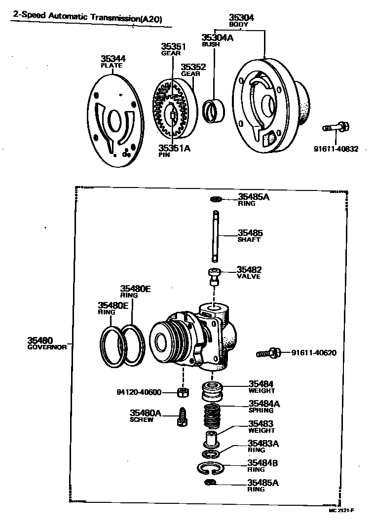 Toyota COROLLA 后油泵和调速器(ATM) EPC diagram — MC2121F