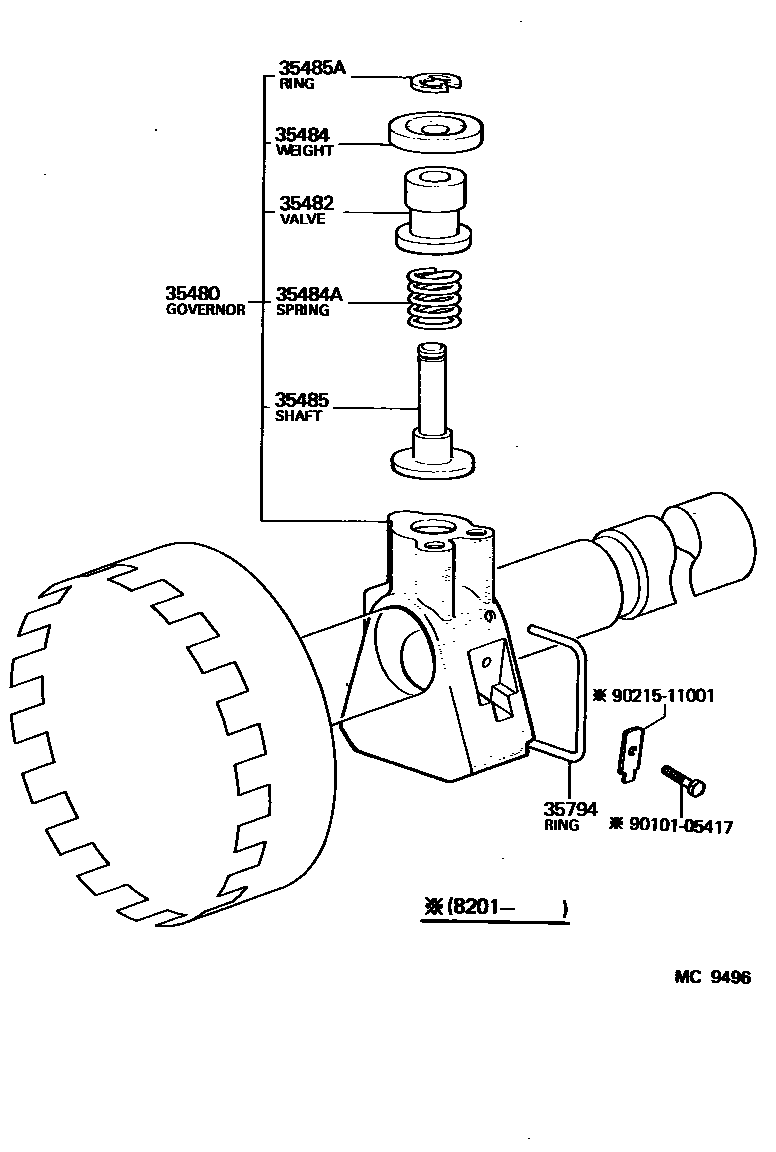 Toyota COROLLA 后油泵和调速器(ATM) EPC diagram — MC9496