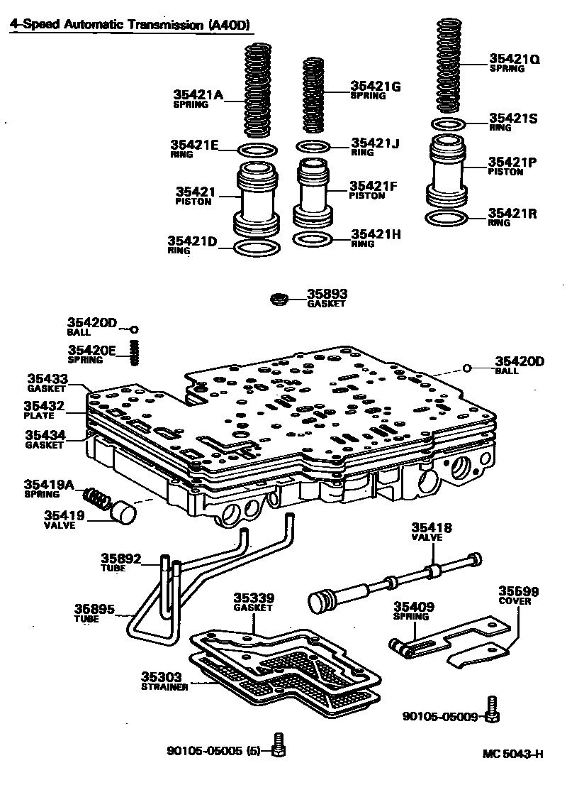 Toyota COROLLA 阀体和滤油网(ATM) EPC diagram — MC5043H