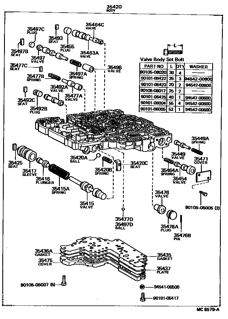Toyota COROLLA 阀体和滤油网(ATM) EPC diagram — MC8579A