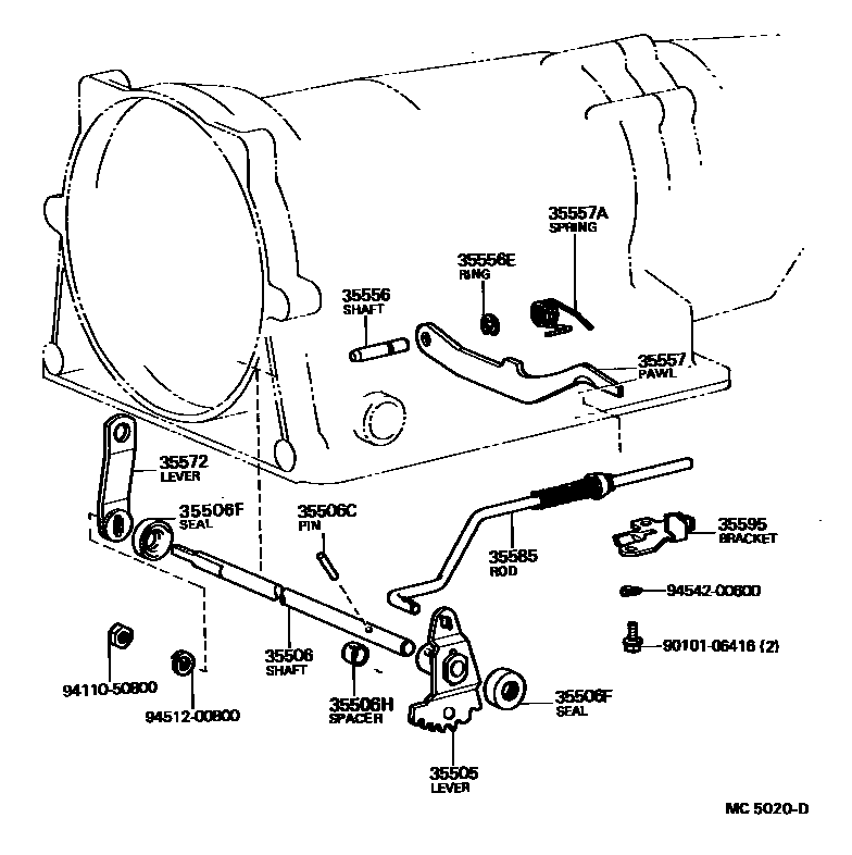Toyota COROLLA 节气阀连杆和阀杆(ATM) EPC diagram — MC5020D