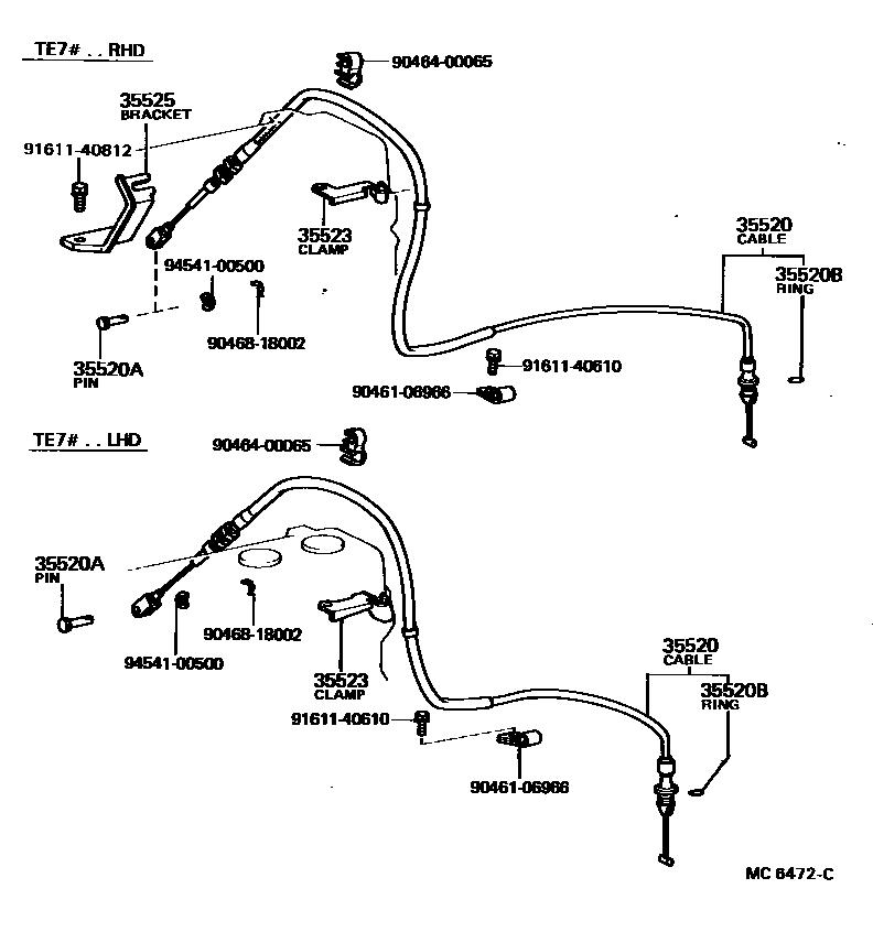 Toyota COROLLA 节气阀连杆和阀杆(ATM) EPC diagram — MC6472C
