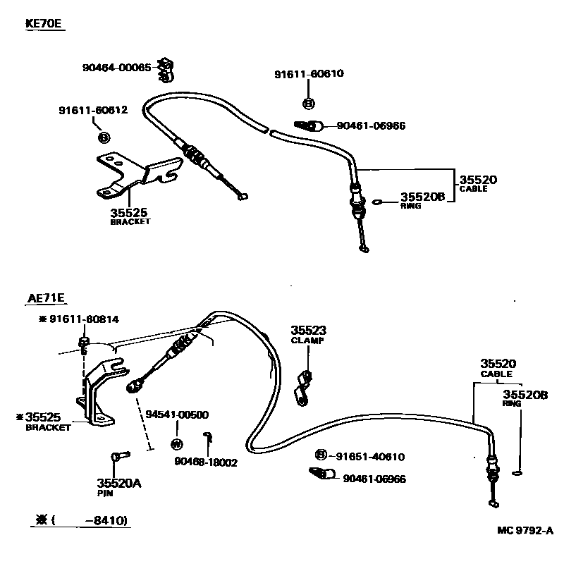 Toyota COROLLA 节气阀连杆和阀杆(ATM) EPC diagram — MC9792A