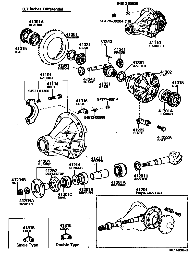 Toyota COROLLA 后桥壳和差速器 EPC diagram — MC4898D