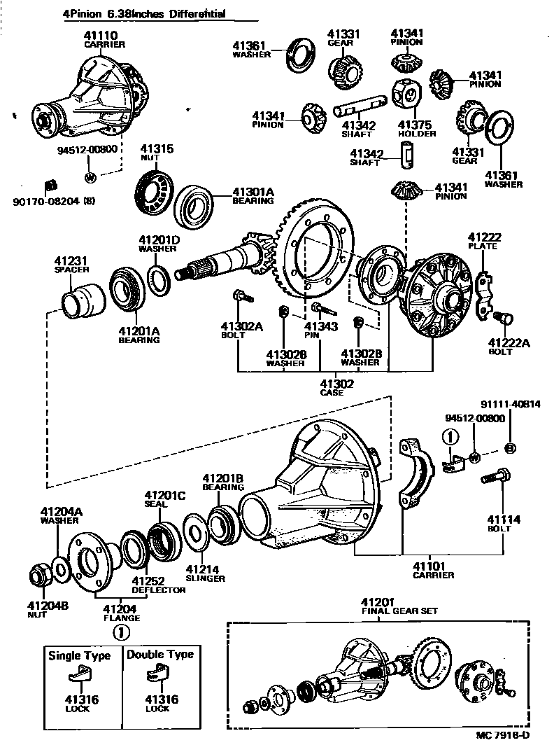 Toyota COROLLA 后桥壳和差速器 EPC diagram — MC7916D
