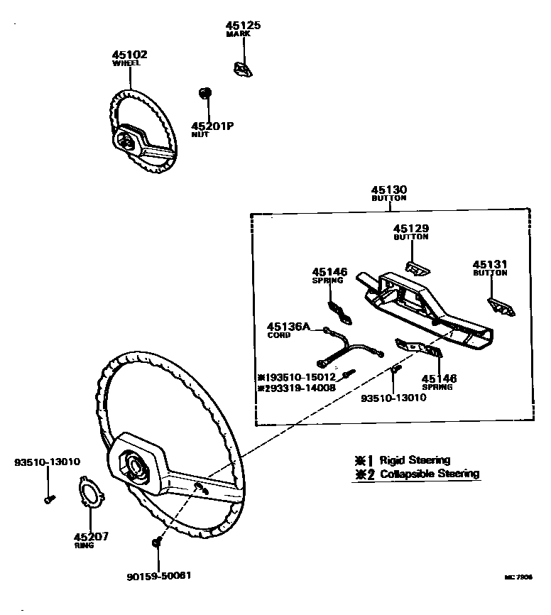 Toyota COROLLA Steering Wheel EPC diagram — MC7906