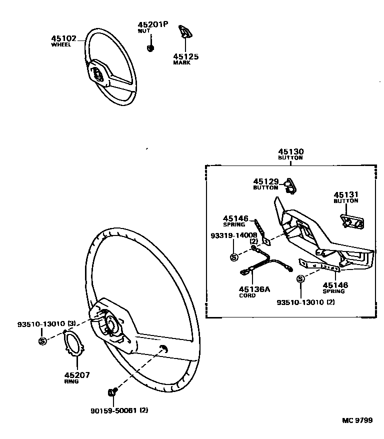 Toyota COROLLA Steering Wheel EPC diagram — MC9799