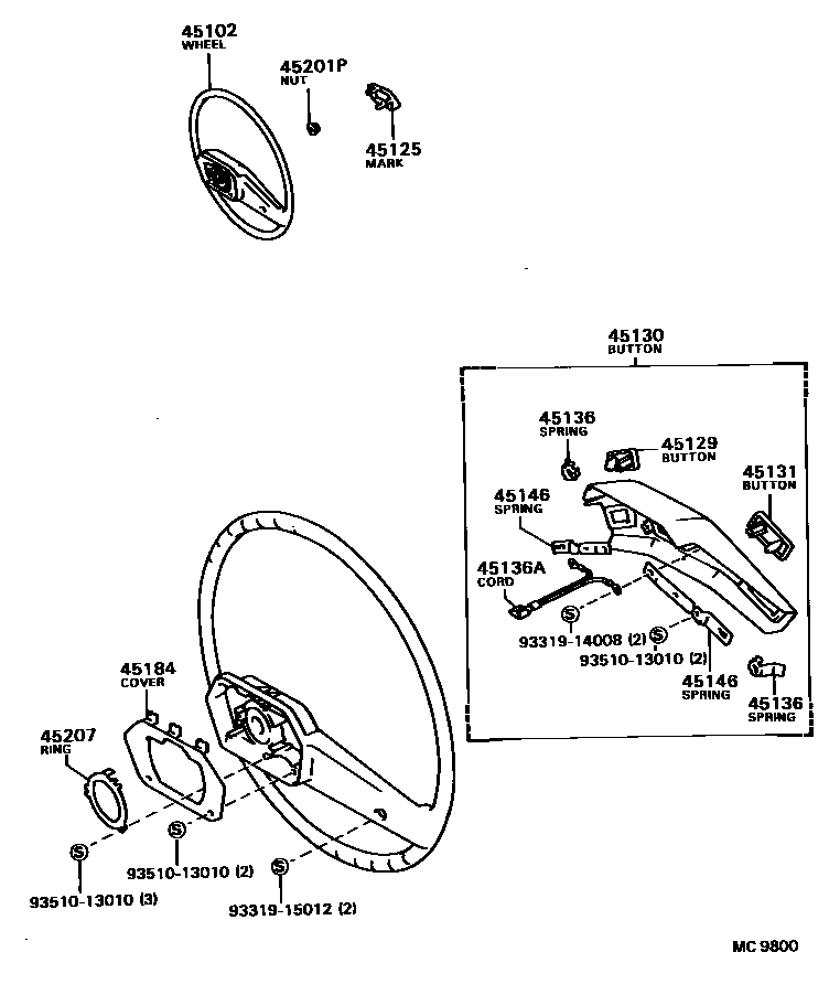 Toyota COROLLA Steering Wheel EPC diagram — MC9800