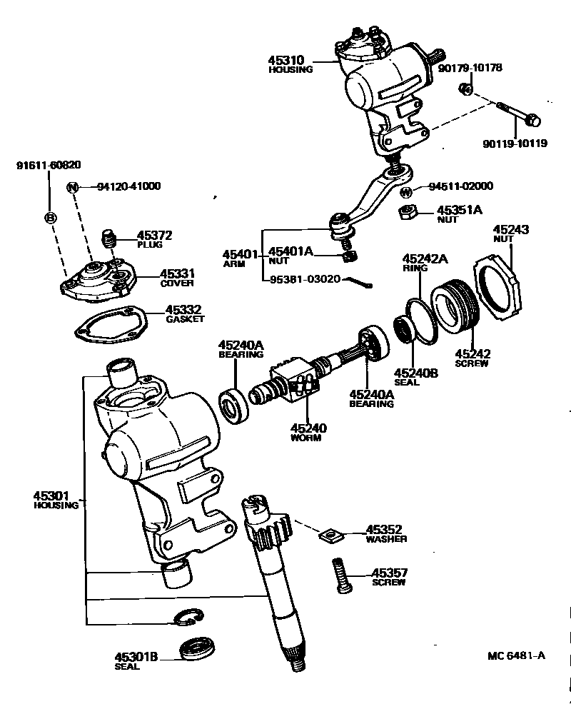 Toyota COROLLA 前转向齿轮和连杆 EPC diagram — MC6481A