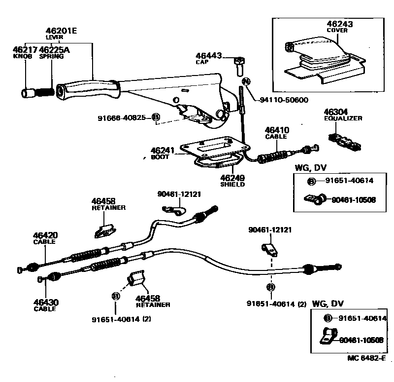 Toyota COROLLA Parking Brake & Cable EPC diagram — MC6482E