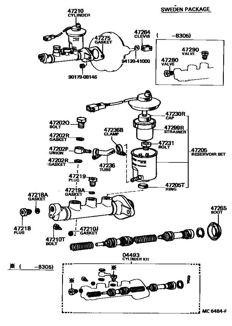 Toyota COROLLA 制动总泵 EPC diagram — MC6484F