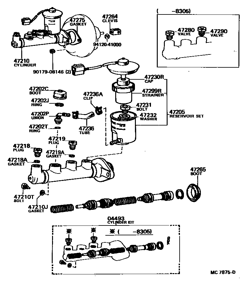 Toyota COROLLA 制动总泵 EPC diagram — MC7875D