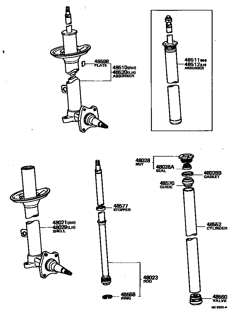 Toyota COROLLA Front Spring & Shock Absorber EPC diagram — MC6322A