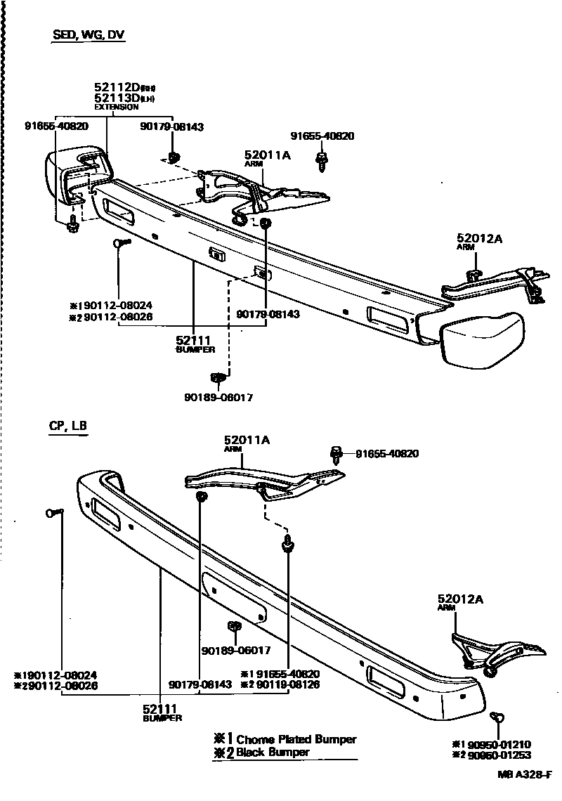 Toyota COROLLA 前保险杠及附件 EPC diagram — MBA328F