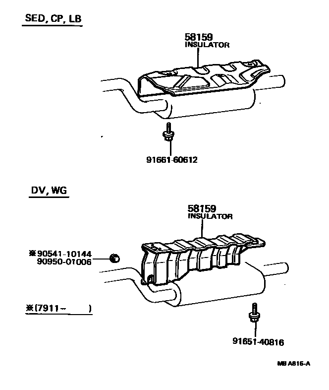 Toyota COROLLA 地板隔热垫 EPC diagram — MBA615A