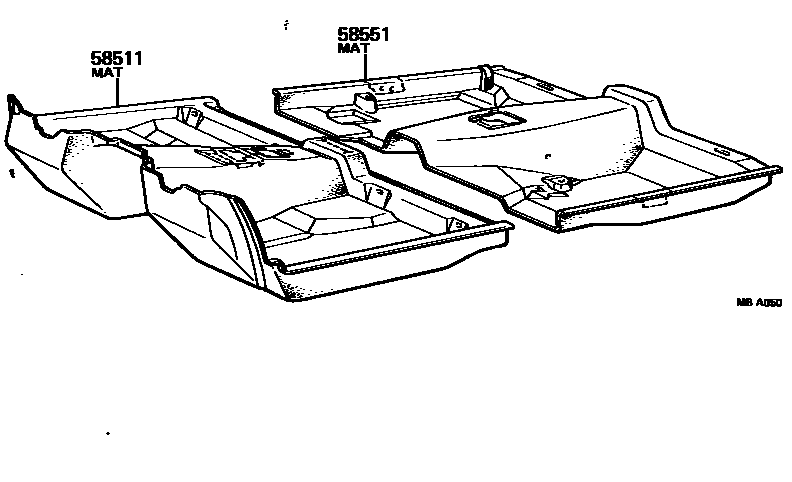 Toyota COROLLA 地板垫和地毯 EPC diagram — MBA050