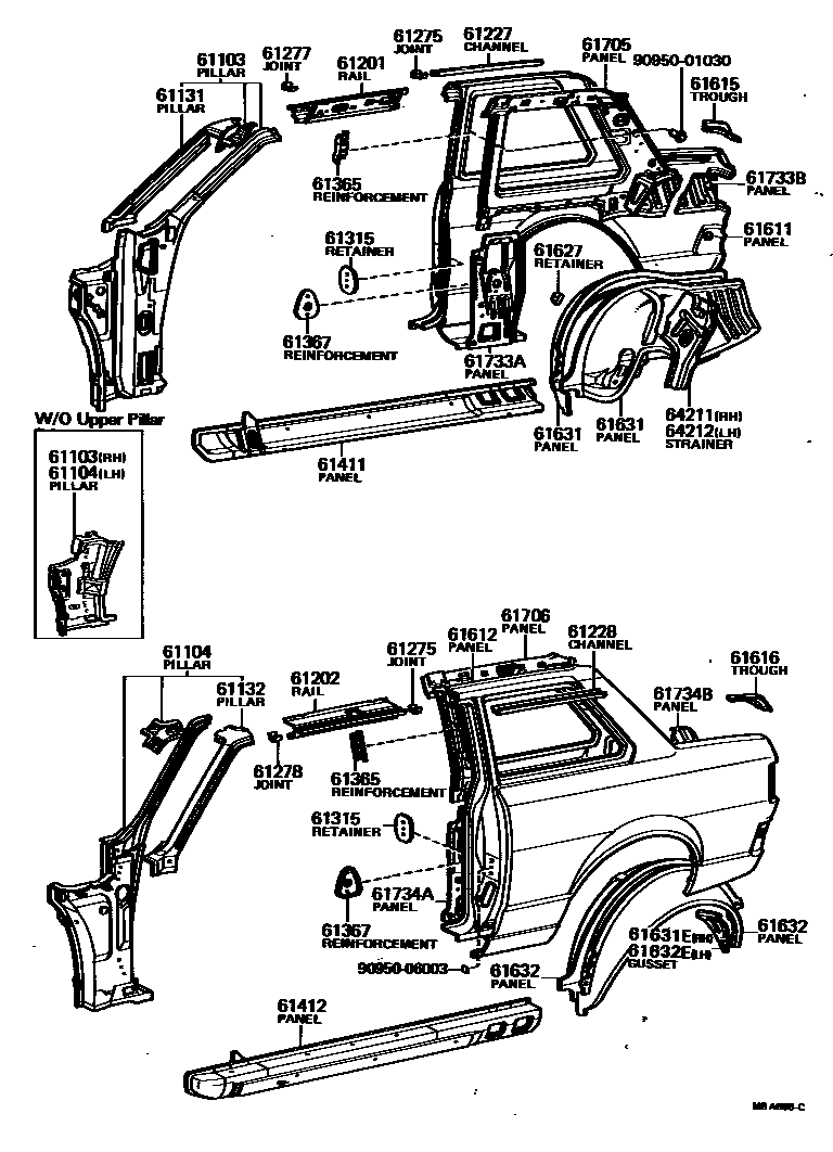 Toyota COROLLA 侧梁 EPC diagram — MBA686C